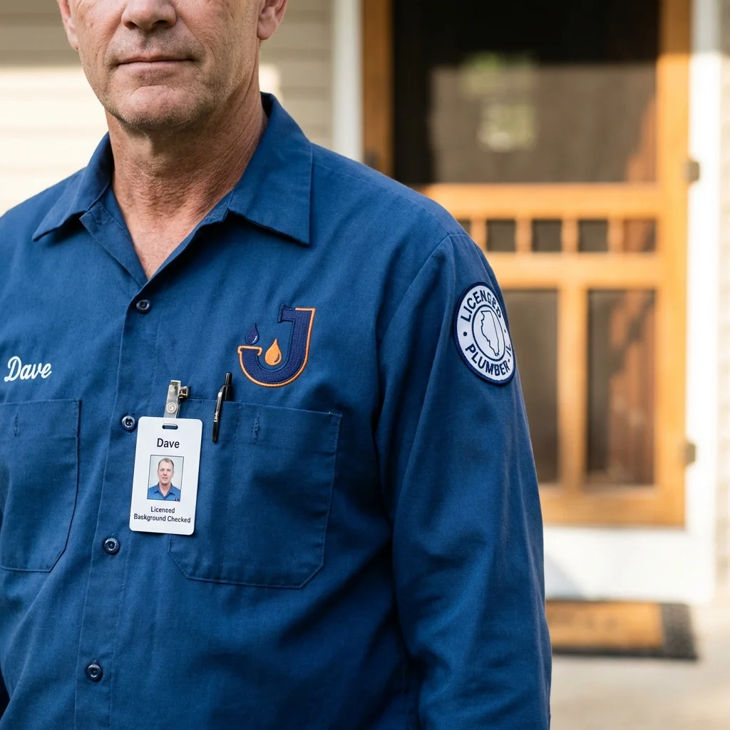 Licensed plumber showing ID badge in Darby, PA