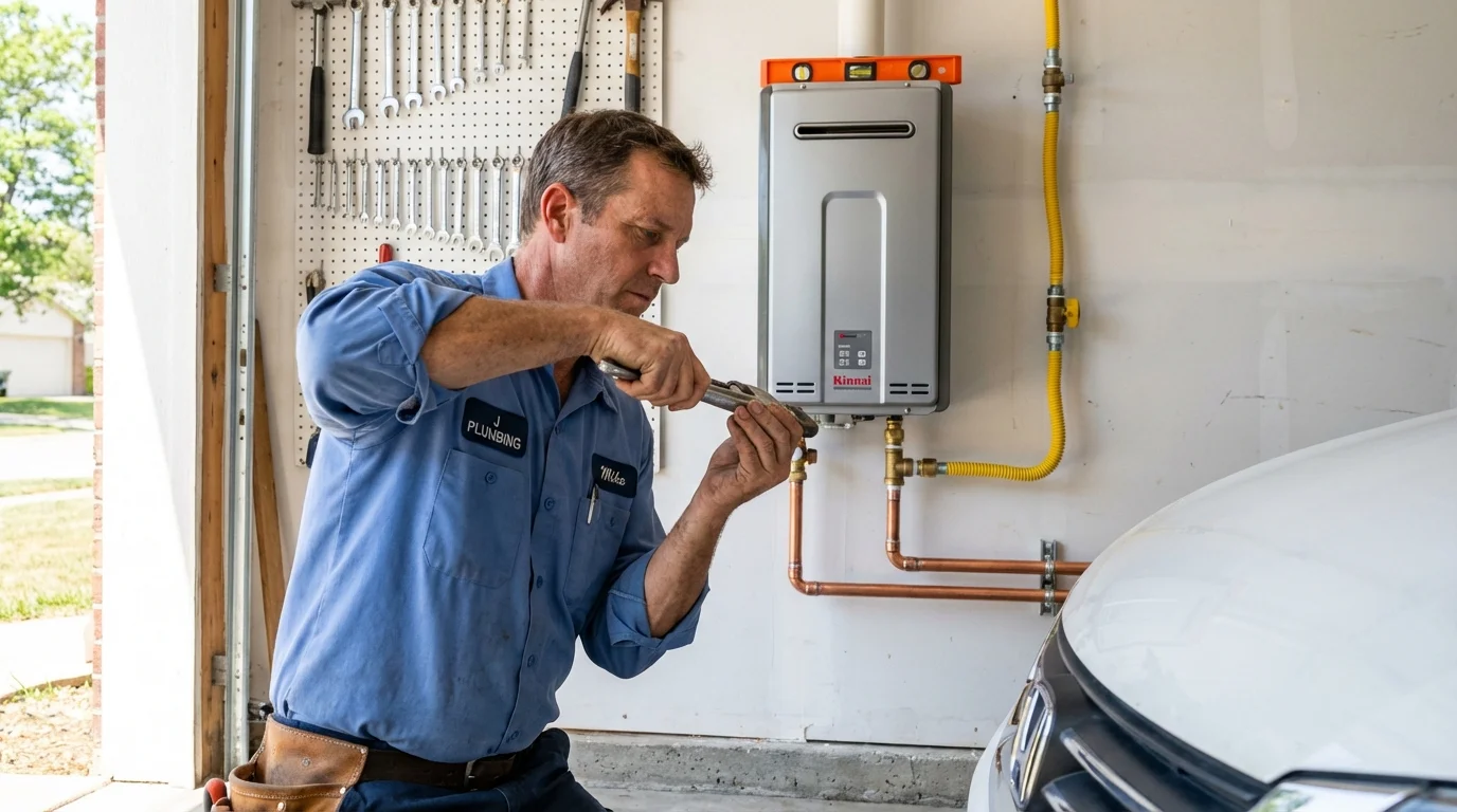Tankless water heater installation by a Johns Plumbing LLC plumber in Darby